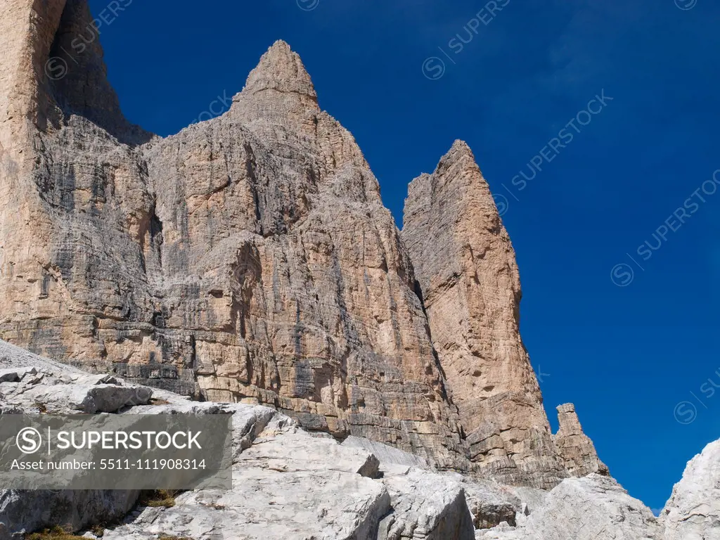 The Tre Cime, Dolomites, South Tyrol, Italy, Die Drei Zinnen;The Tre Cime, Dolomites, South Tyrol, Italy