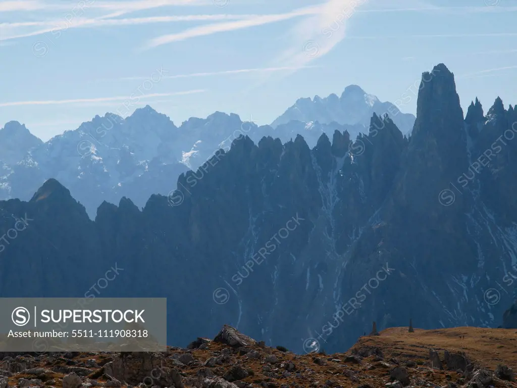 The Tre Cime, Dolomites, South Tyrol, Italy, Die Drei Zinnen;The Tre Cime, Dolomites, South Tyrol, Italy