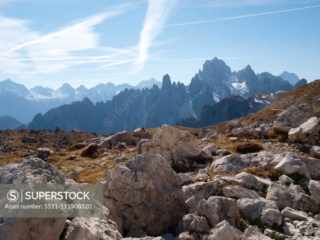 The Tre Cime, Dolomites, South Tyrol, Italy, Die Drei Zinnen;The Tre Cime, Dolomites, South Tyrol, Italy