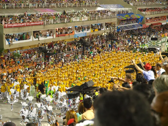 Worlds most famous carnival in Sambodromo Rio, Rio Sambadrom, Rio de Janeiro, Brazil