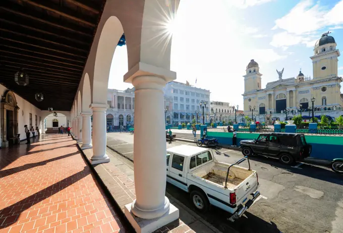 Cuba, Santiago de Cuba, Parque Cespedes, Cathedral Santa Iglesia Basilica