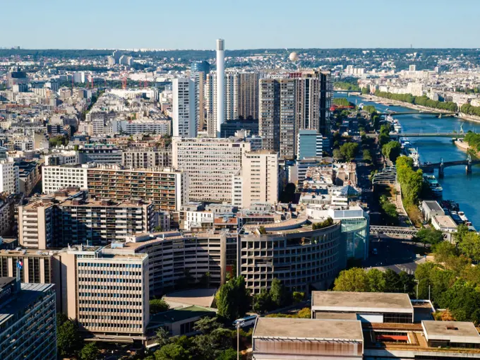 Paris, view from the Eiffel Tower, Seine, France