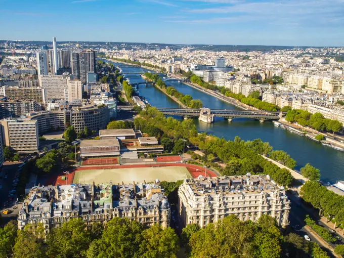 Paris, view from the Eiffel Tower, Seine, France