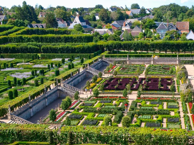 Chateau et Jardins de Villandry, Indre-et-Loire, historical garden, France, Loire Valley, Villandry