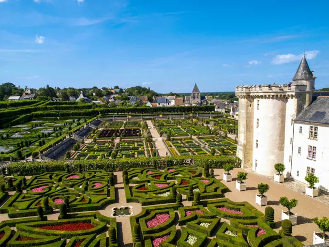 Chateau et Jardins de Villandry, Indre-et-Loire, historical garden, France, Loire Valley, Villandry