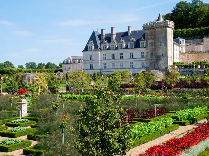 Chateau et Jardins de Villandry, Indre-et-Loire, historical garden, France, Loire Valley, Villandry