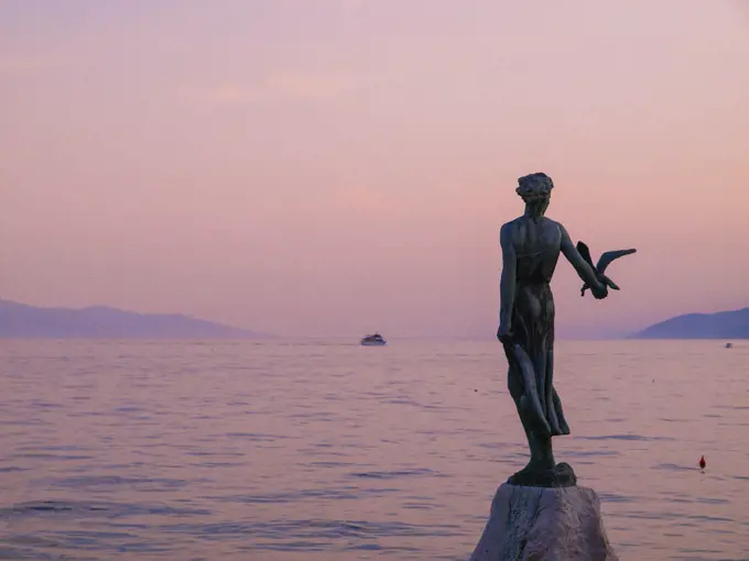 Maiden with the seagull, Zvonko Car, Croatia, Istria, Opatija