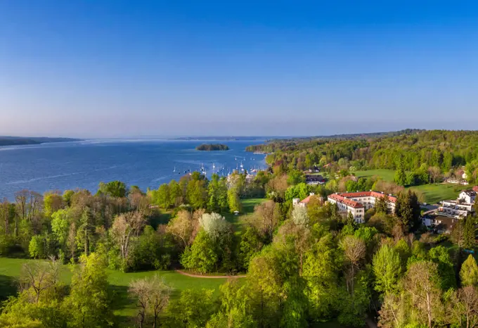 Schloss Possenhofen Castle at Lake Starnberg, Bavaria, Germany.