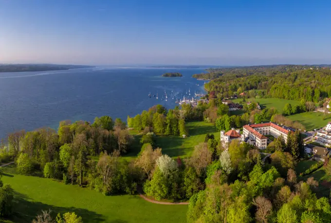 Schloss Possenhofen Castle at Lake Starnberg, Bavaria, Germany.