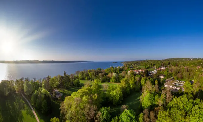 Schloss Possenhofen Castle at Lake Starnberg, Bavaria, Germany.