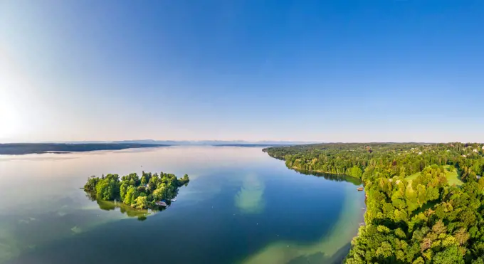 Island in Lake Starnberg, Bavaria, Germany