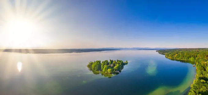 Island in Lake Starnberg, Bavaria, Germany