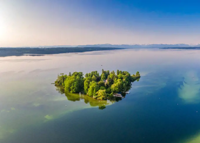 Island in Lake Starnberg, Bavaria, Germany