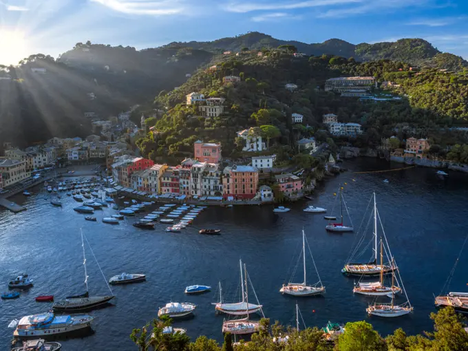 View at port in Portofino, Italy