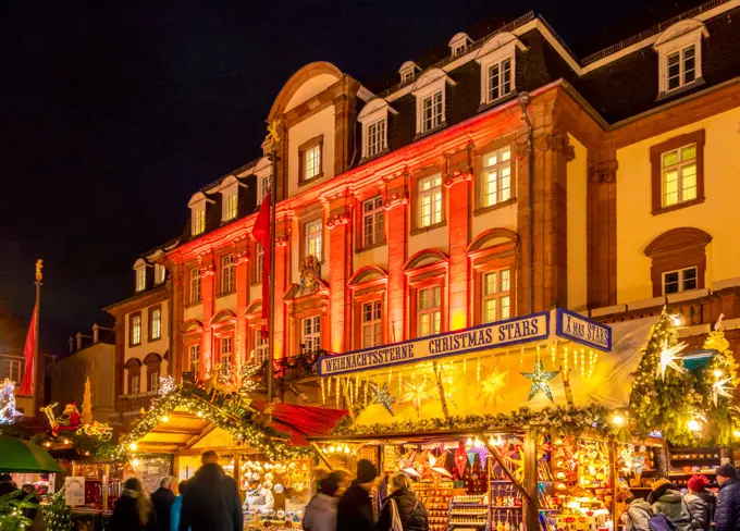 Christmas market at the market place in Heidelberg, Germany