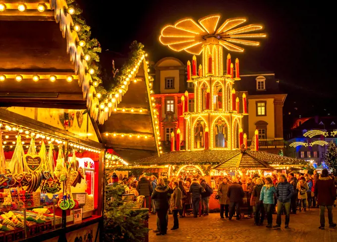 Christmas market at the market place in Heidelberg, Germany