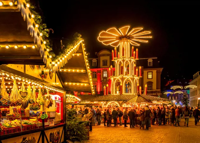 Christmas market at the market place in Heidelberg, Germany