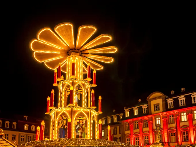 Christmas market at the market place in Heidelberg, Germany