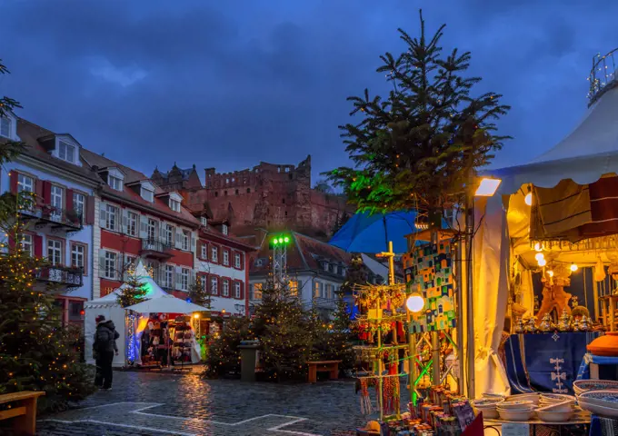 Christmas market at the Kornmarkt in Heidelberg, Germany