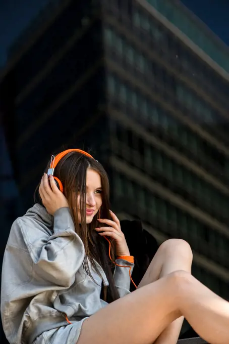 Young, attractive woman with headset (model-released)