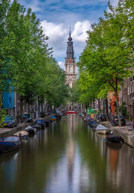 Groenburgwal Canal with Zuiderkerk, Amsterdam, Netherlands