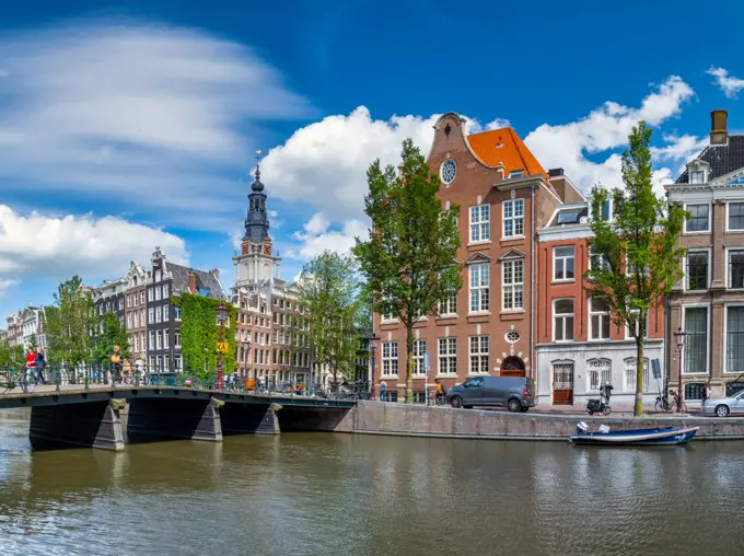 Canal with Zuiderkerk, Amsterdam, Netherlands