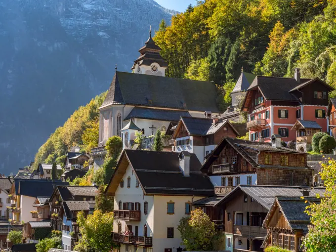 Hallstatt am Hallstätter See, Oberösterreich, Österreich, Europa;Village Hallstatt, Austria, Europ