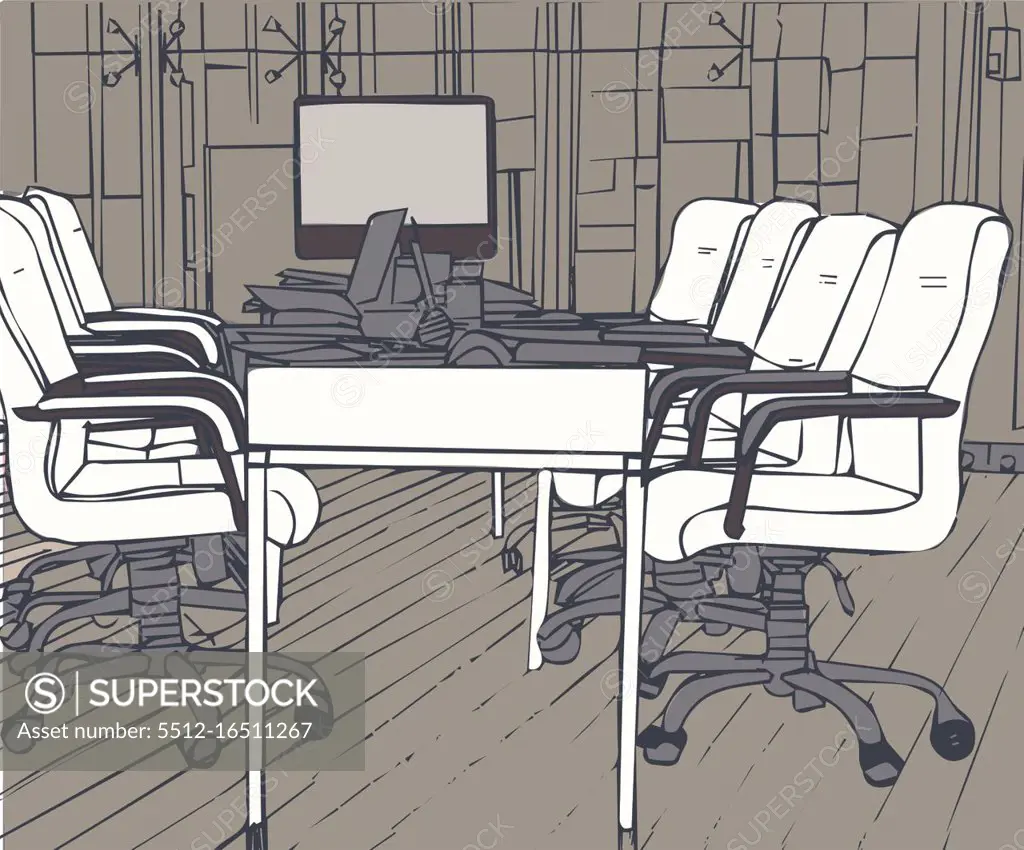 Illustration of empty conference room in office