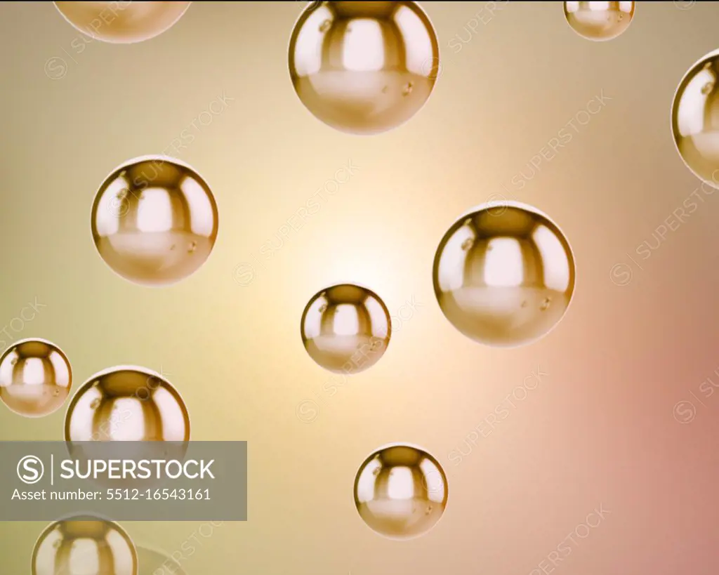 Background of golden water sphere falling