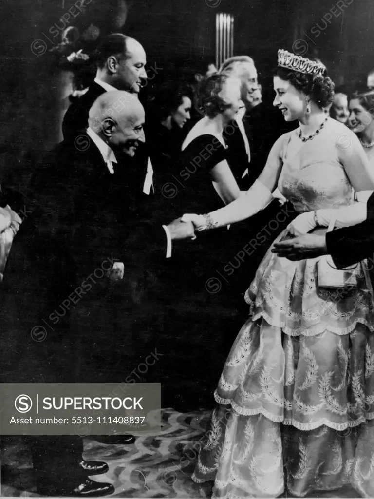 Adolph Zukor meets the Queen. February 19, 1954.