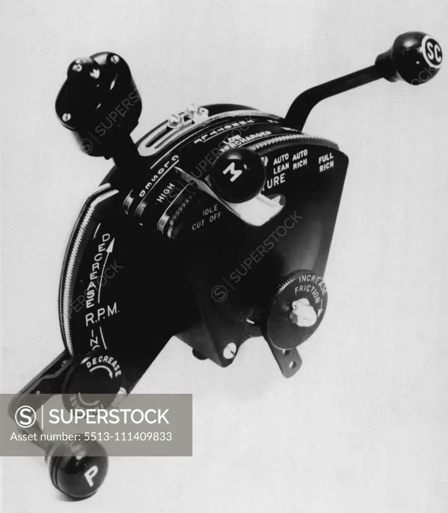 19 Airplane pilots know this mechanism as a: Throttle quadrant. July 6, 1950. (Photo by Cowles Syndicate).