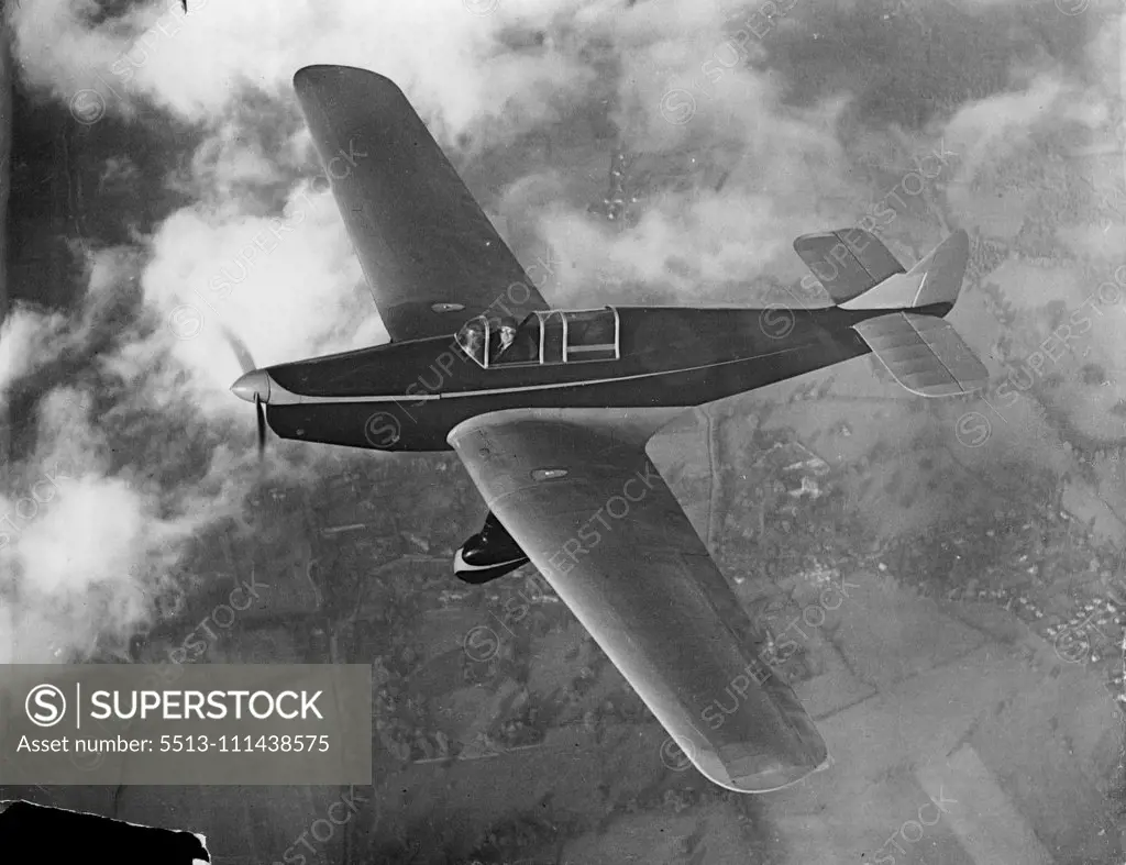 Colonel Lindbergh Takes Delivery Of His British Plane -- A fine aerial view of Colonel Charles A. Lindbergh flying his new "Mohawk" plane away from Reading Aerodrome after taking delivery. Colonel Charles A. Lindbergh, the World famous American Airman, has taken delivery of his Miles "Mohawk" aeroplane from Reading Aerodrome. The plane was built especially to his order from the aircraft firm of Phillips & Powis, and it was designed for him by Mr. F.G. Miles, the noted British Designer of Aircraf