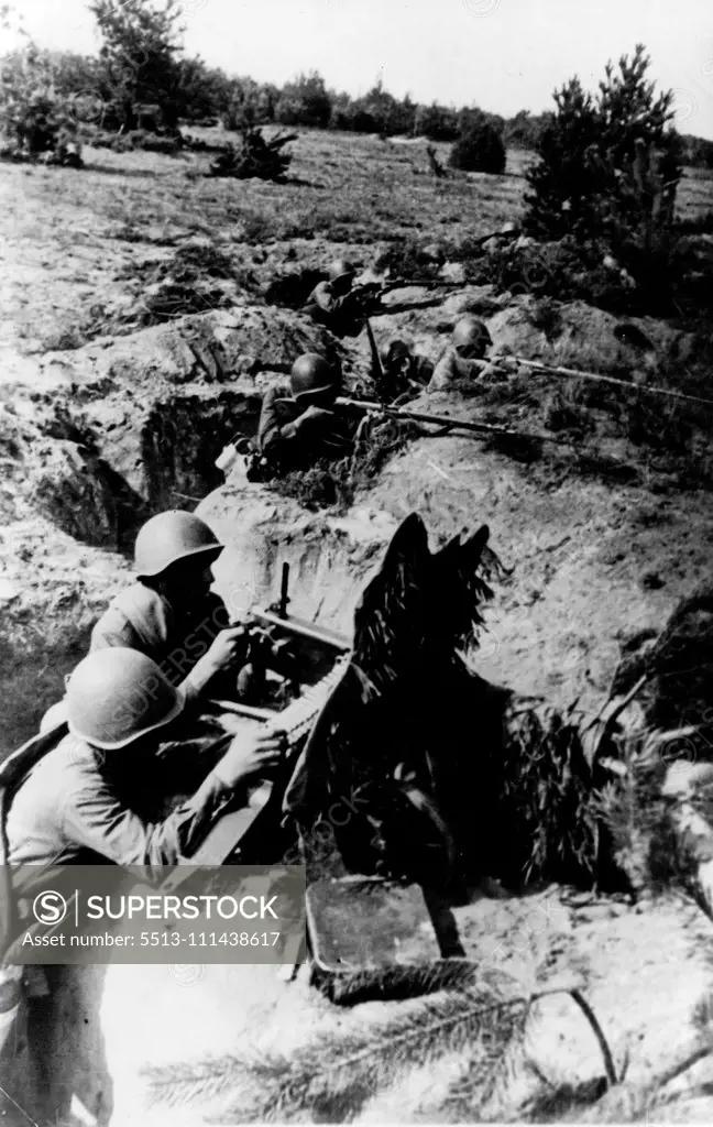 As in defence of Sebastopol and Rostov, Soviet troops will hold position to last man and last bullet. This picture taken in 1942 indicates the type of infantry men who to hold out against any odds. August 22, 1942.