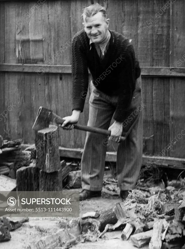 Jack Carroll, welterweight boxing champion, was chopping wood in his backyard at Moonee Ponds when the news was broken to him that the proposed world title fight against Barney Ross was off. October 1, 1936.