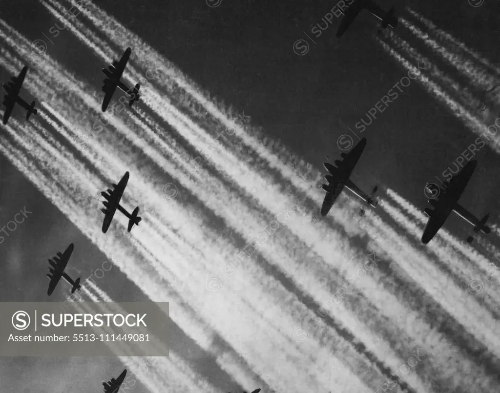 9 Smoke Screens (See Also Hendon Air Pageants 24 B). July 10, 1944. (Photo by U.S. Office of War Information Picture).