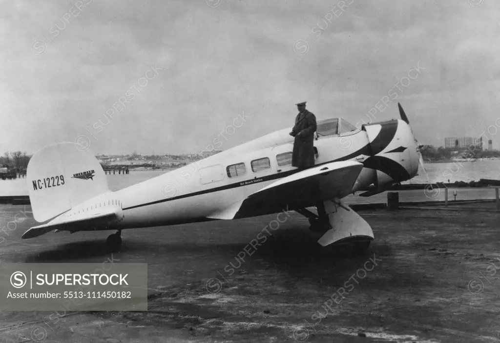 Ja Dickson on wing of Lockheed Orion. November 21, 1932.