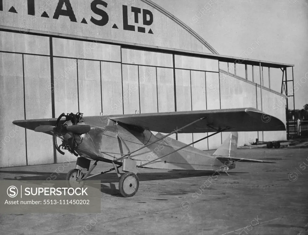 Designed And Built In Brisbane - The Wicko Lion monoplane, a two-seater sports machine, designed and built in Brisbane by Mr. G.N. Wickner, a Brisbane pilot, who is a cousin to Mr. Edgar Percival, the Australian designer of the Percival Gull being used by the Mackay Expedition. The Wicko Lion successfully passed its flying tests at Archerfield at the week-end. It was built entirely by the pilot in his spare time. June 6, 1933. (Photo by Brisbane Daily Mail Ltd.)