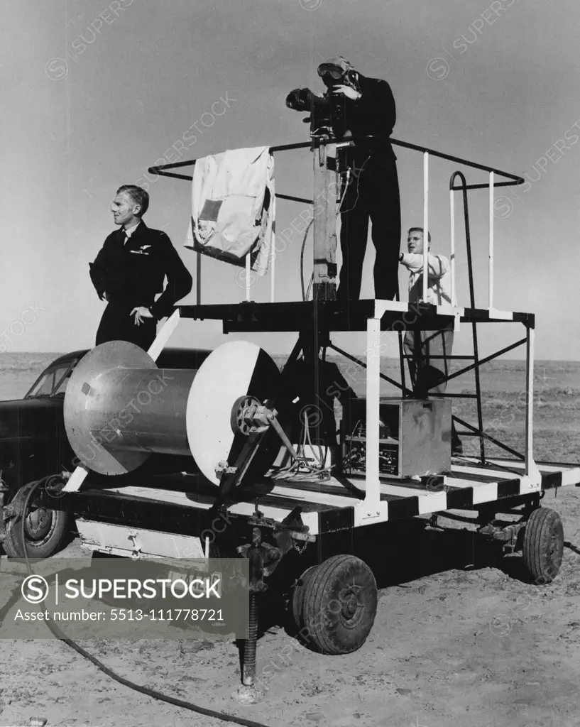 Flt. Lt. J. Espie sighting a returning Jindivik and directing the pilotless plane by radio to a perfect landing. May 01, 1953.