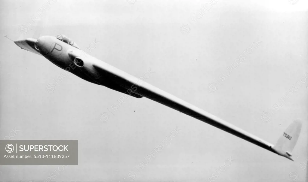 Jet Propelled Flying Wing Demonstration in Flight. A view of the Armstrong Whitworth, Tailless, jet propelled "Flying Wing", in flight, at speed, during its first public test flight, today December 16, showing the long sweep back of its wing. Squadron Leader Eric Franklin, 27, chief test pilot for Armstrong Whitworth, today, December 16, demonstrated the jet near Rugby, Warriors. This bodyless flying wing, costing £200,000 with a fully laden take-off weight of 33,000 pounds, is powered by two Ro