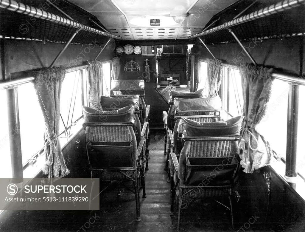 Perth Western Australia. The interior of the "Hercules" aeroplane - "City of Perth" which set off this morning on its initial ***** to Adelaide. May 27, 1929.