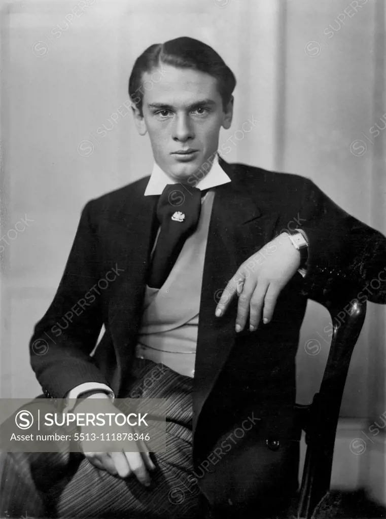 Mr. John Amery.A Film Director Of Twenty One.A Studio Portrait of Mr. John Amery the 21 year old son of the wellknown politician, the Rt. Hon. Leopold Amery, formerly secretary of state for Dominion affairs, who has just returned from Africa, where he has been directing the native, jungle, and flying scenes of "Jungle Skies". June 13, 1932. (Photo by Bassano Ltd.)