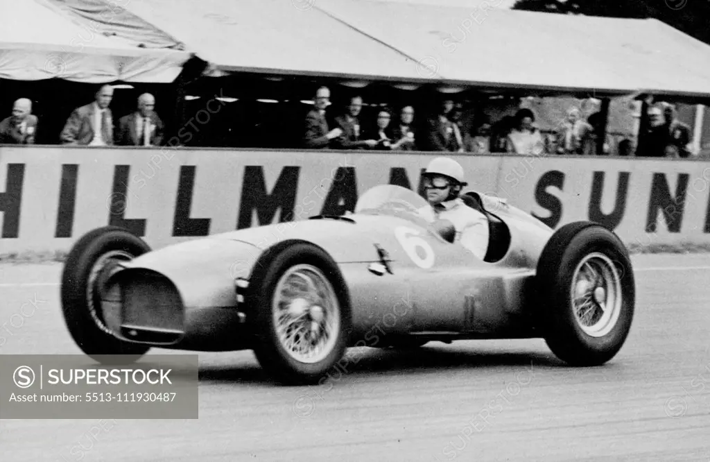 Italian Cars Win First Three Places In British Prix -- Reg Parnell, driving a B.R.M. at speed during the race. Argentinian F. Gonzales driving an Italian Ferrari won the British Grand Prix at Silverstone, Northants. Another Argentinian Fangio driving and Italian Alfa Romeo was second and Villorsi (Ferrari) third. The two British B.R.M's finished 5th. and 7th. July 14, 1951. (Photo by Sport & General Press Agency, Limited).