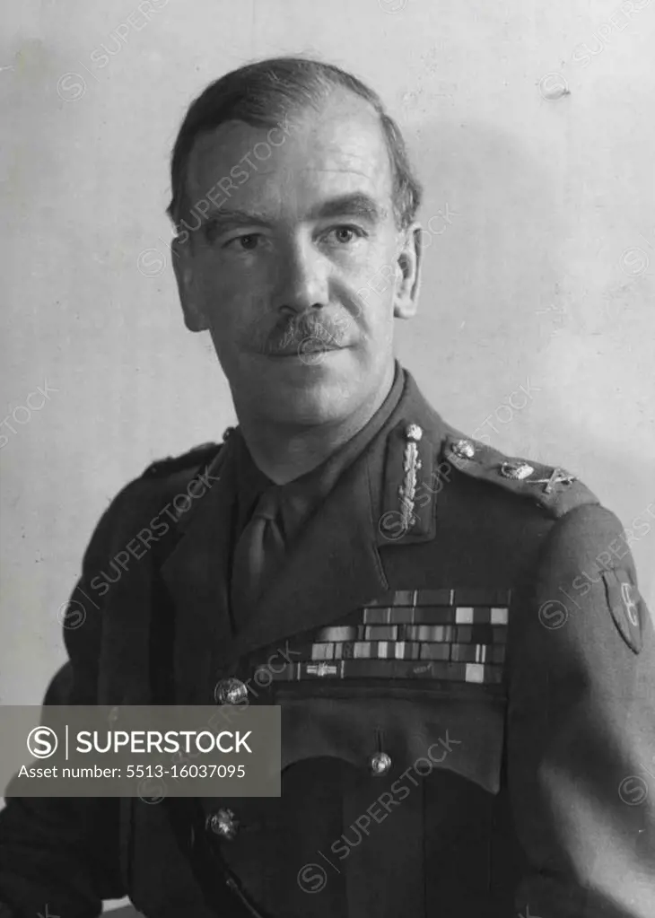 A recent portrait of Lieutenant General Sir Brian H. Robertson, Bt., KCMG, KCVO, CB, CBE, DSO, MC., who has been appointed Military Governor of the British Zone of Germany. Commander-in-Chief of the British Forces in Germany and British Member of the Control Council for Germany, in succession to Marshal of the Royal Air Force Sir Sholto Douglas. Lt. General Sir Brian Robertson has served as Deputy Governor and British Representative in the co-ordinating Committee of the Allied Control Council since 1945. After serving during the first World War Sir Brian Robertson remained with the Army until 1933 when he retired to take up a business appointment in South Africa until 1939. October 23, 1947.