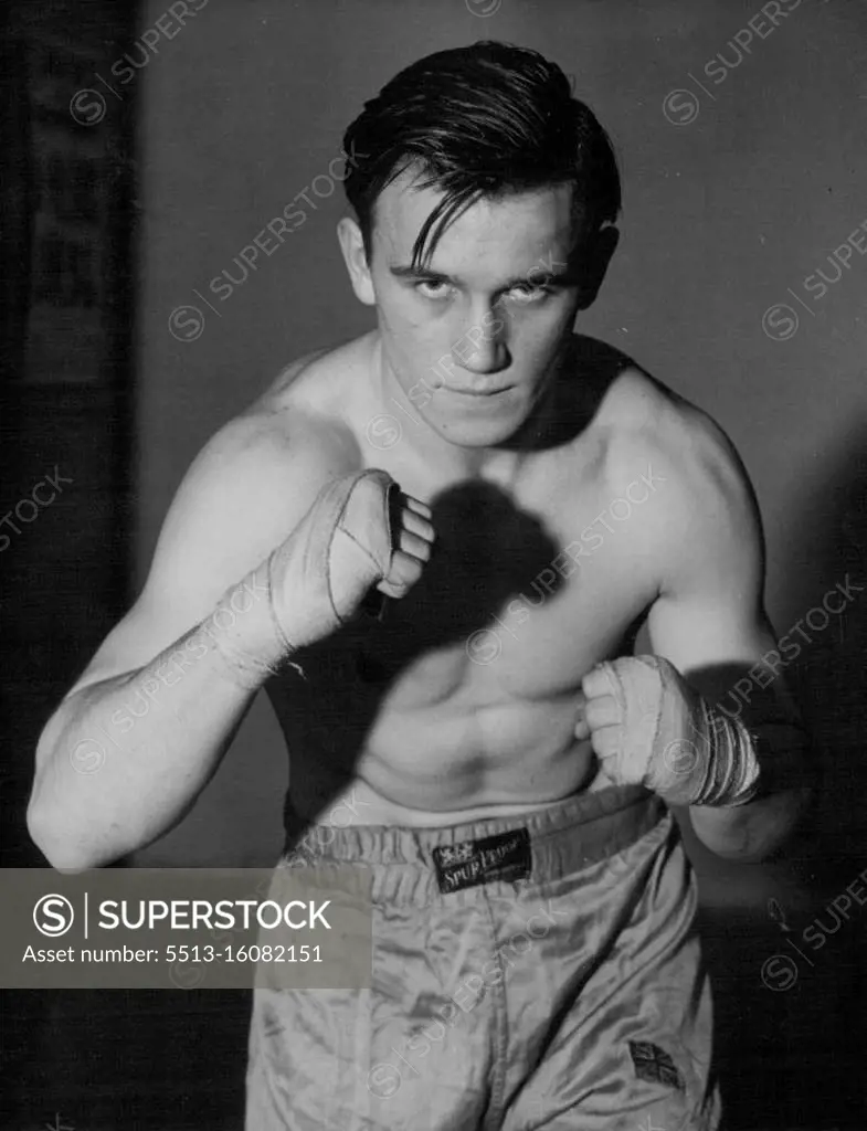 At 16 He's A Knock-Out -- A new picture of Danny Sewell, the sixteen-year-old heavyweight school boy boxer. Danny has already taken part in two professional contests and on each occasion he knocked out his opponent in the first round. January 27, 1947. (Photo by Reuterphoto)