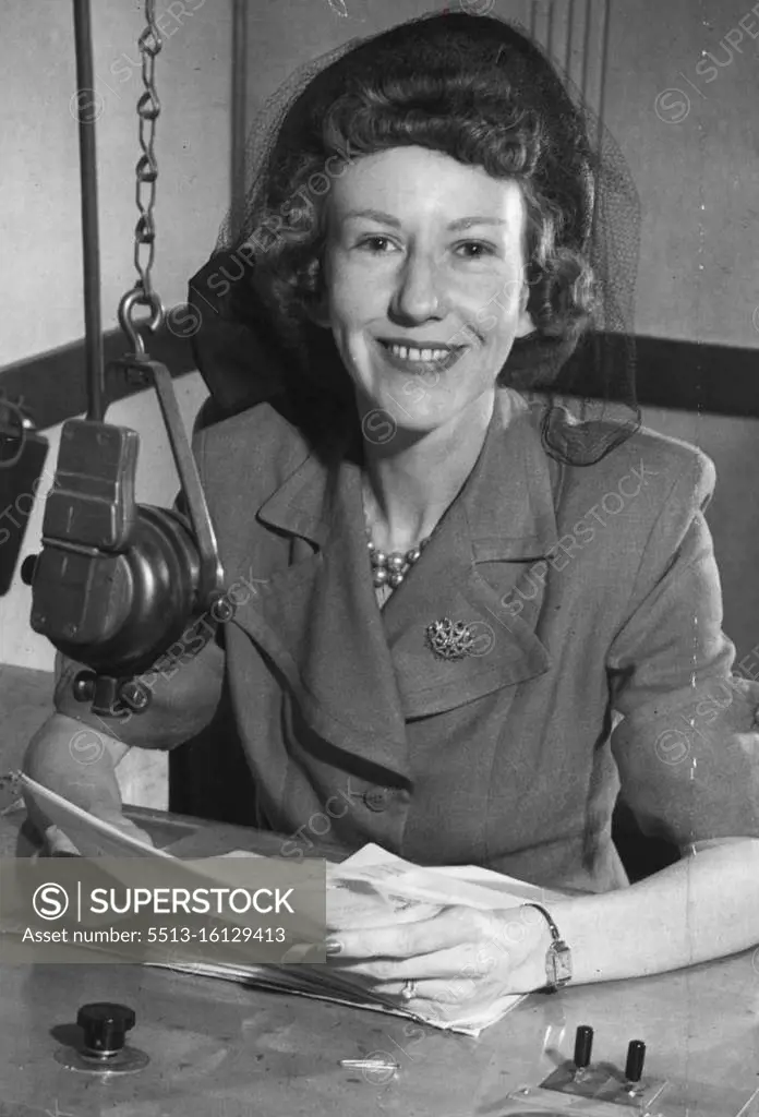 Miss Eileen Powell is sandwiching in her electioneering with her job as a Sydney radio announcer. April 05, 1951.