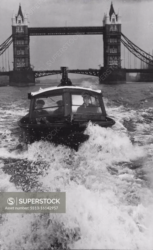 The Police Force Of The River Thames River Police patrol boat speeding on the River Thames, with Tower Bridge in the background. The oldest part of London's Metropolitan Police Force, the Thames River Police, was formed in 1798. In 1839, ton years after Sir Robert Peel had formed his police force, the two combined to become the Metropolitan Police as we know it today. The River Police Station at Wapping is built on the site of London's earliest court - the old "Thames Police Court". Although they keep a sharp lookout for wrongdoers, the River Police are more often employed in rendering first aid to drowning people, or helping river workers, than in making arrests. April 10, 1946.