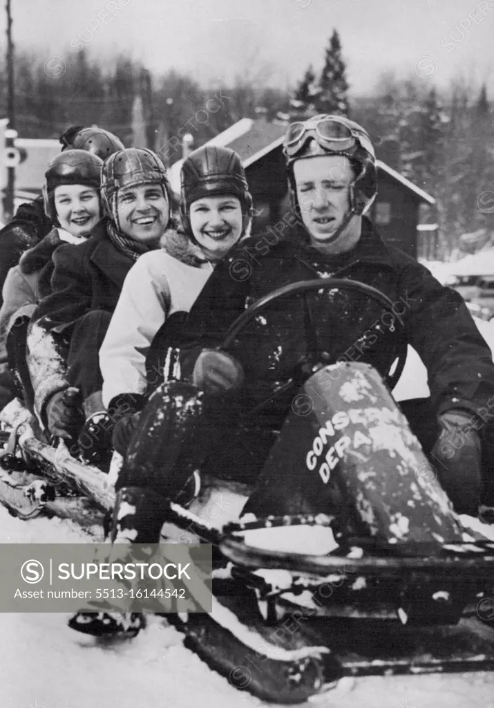 For winter racing, try a fast and tricky: Bobsled. January 31, 1952. (Photo by Look Magazine).