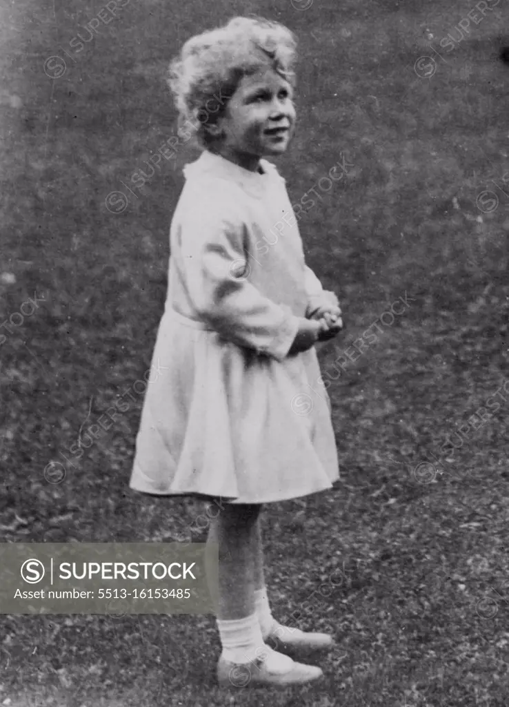 The Royal House Of Windsor -- Her Royal Highness Princess Elizabeth photographed when she was staying with her grandparents, the Earl and Countess of Strathmore and Kinghorn, at Glamis Castle, Scotland in 1929. November 16, 1948.