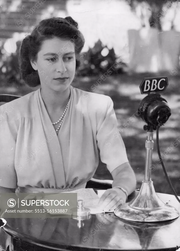 princess Elizabeth's 21st Birthday Speech -- A specially posed portrait of H.R.H. Princess Elizabeth before the Microphone for her Birthday speech April 21 which she made from Cape Town, South Africa. April 29, 1947. (Photo by Associated Press Photo).