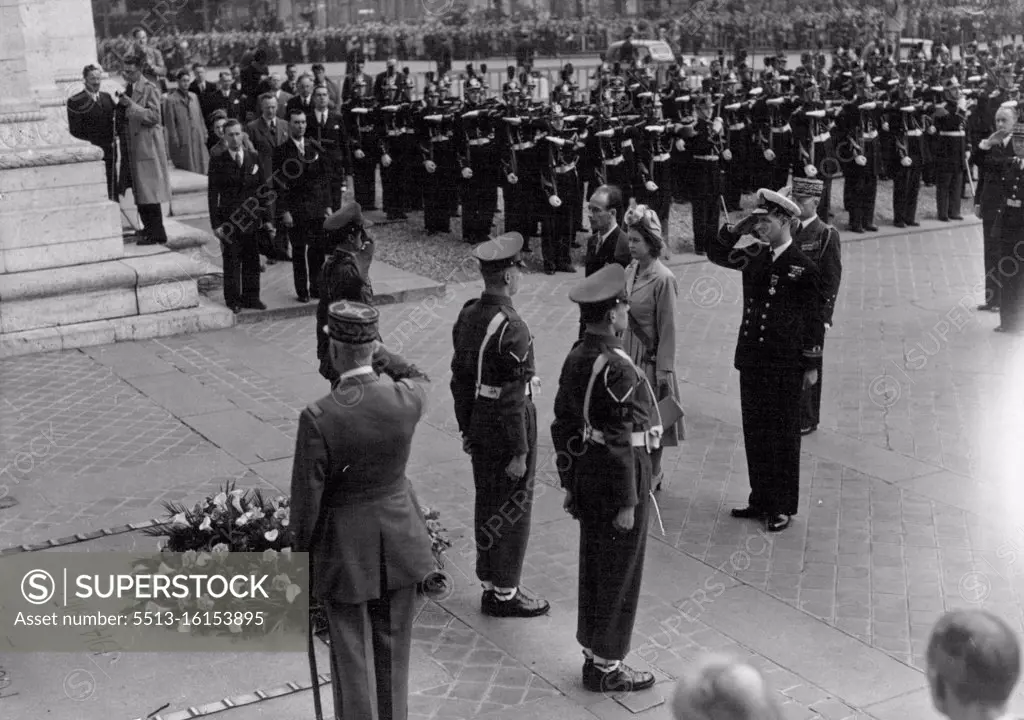 The Royal Couple In Paris -- Close-up of Princess Elizabeth and the Duke of Edinburgh at the Arc de Triumph, where the Princess ***** a wreath on the Unknown Warrior's. May 14, 1948. 